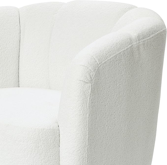LuxenHome Swivel Barrel Accent Chair Modern Comfy Upholstered Ivory Boucle Accent Chair for Living Room Bedroom NurserySingle Sofa Club Armchair with 360 Degree Soft Elegant Sherpa