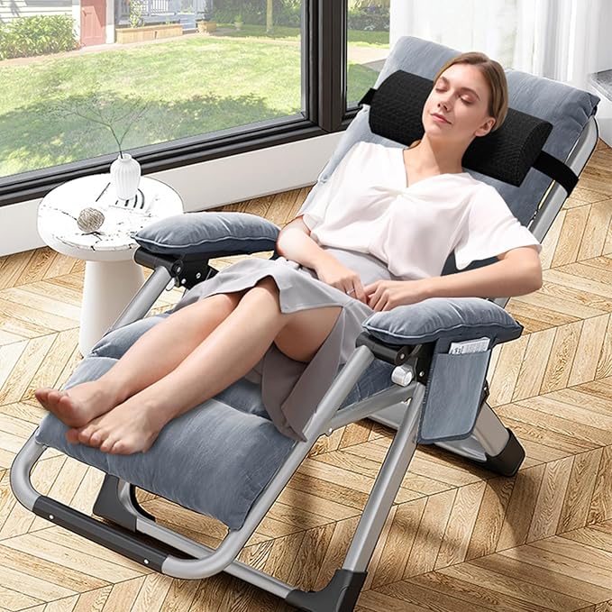 LILYPELLE Comfy Folding Chair Folding Lounge Chair for Bedroom and Living Room Reclining Patio Chairs with Removable Cushion for Indoor Outdoor