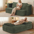 78 Convertible Sofa Bed with Blanket Boneless Cloud Couch Queen Scott Fabric for Living Room Bedroom Modular Loveseat with High-Density Solid Sponge No Assembly Green