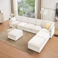 Tbfit L Shaped Couch 8 Seat Sectional Sofa for Living RoomChenille Cloud Couch with Ottoman Beige