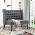 Tongli 46 Small Modern Loveseat Settee Sofa 2-Seat Sofa Couch Tufted Love Seat Dining Bench with Nail Head Trim Back Banquette Sofas for Living Room Small Space Entryway Hallway Slate
