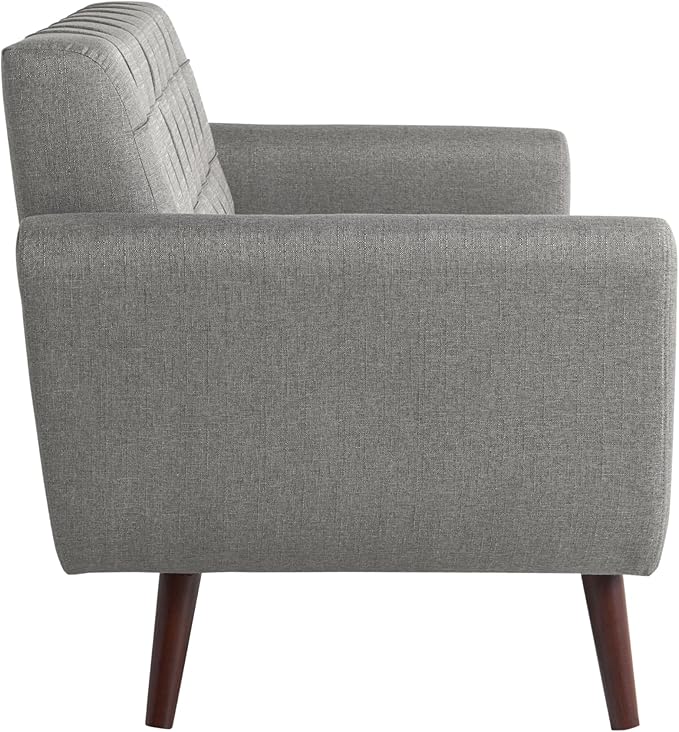 Serta® David 61.2 Modern Sofa Tufted Back Cushion Rounded Arms Solid Wood Legs Dream Coil® Comfort Woven Polyester Fabric Gray