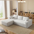 106 Corduroy Sectional Couch Boneless L Shaped Couch with Deep Seat Cloud Foam Sofa with Oversized Chaise Sectional Sofa No Assembly Needed for Living Room