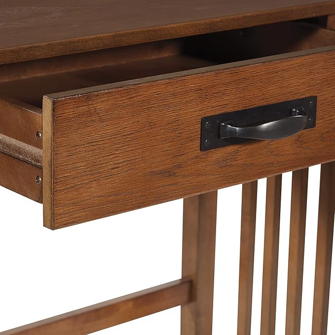 OSP Home Furnishings Sierra Writing Desk with Pull-Out Drawer and Mission Style Side Panels Ash Brown