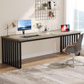 Tribesigns 78.74 Extra Long Computer Desk 2 Person Desk Double Long Desk with Heavy Duty Metal Frame Double Workstation Study Table for Home Office Brown (Without Chair) (Gray &amp Black)