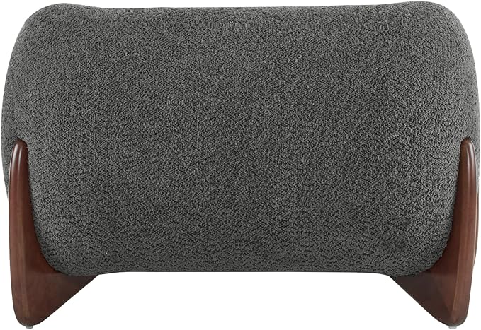 Christopher Knight Home Holly Modern Boucle Fabric Upholstered Club Chair for Living Room Home Office Apartment Relaxing Chair with Removable Cushion and Birch Wood Legs Dark Gray + Walnut