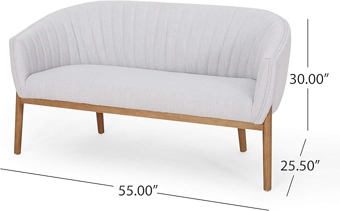 Great Deal Furniture Noble House Galena Mid-Century Fabric Loveseat in Mity Gray