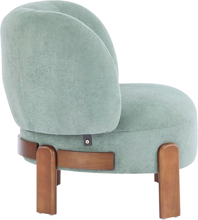 Christopher Knight Home Lily Solid Wood Wingback Accent Chair Fabric Upholstered Club Chair Curved Backrest Single Sofa Comfy Reading Lounge Chair for Living Room Soft Cushion Seating Green