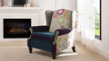 Jennifer Taylor J T Home Ayla Boho Chic Wingback Accent Arm Chair Floral &amp Leopard Blue-Teal &amp Purple Velvet