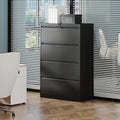 4 Drawer Lateral File Cabinet with Lock - Heavy-Duty Metal Filing Cabinet for Home Office Small Storage Cabinet Organizer with Under Desk Locking DrawersBlack