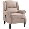 HOMCOM Vibration Massage Recliner Chair for Living Room with Heat Wingback Single Sofa Modern Linen Fabric Push Back Reclining Chair with Footrest Side Pocket Dark Beige