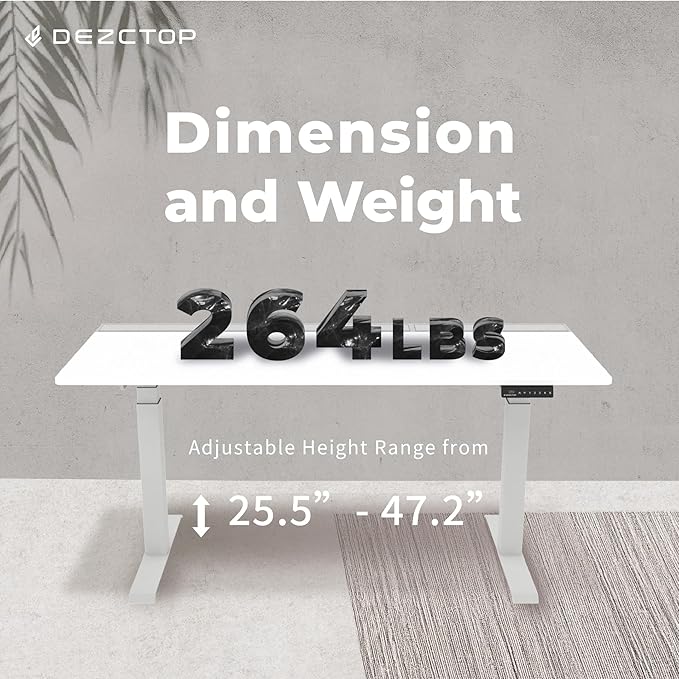Dezctop Bifrost Pro Ergonomic Height Adjustable Desk 47 x 28 Inches with Built in Cable Management for Gaming Home and Office White