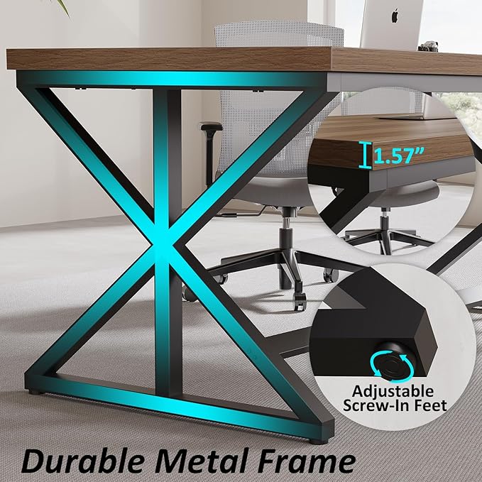 IBF Rustic Office Desk Table Industrial Long Wood Computer Desk for Home Office Modern Large Wide Simple Pc Gaming Workstation Executive Writing Desks Big Table for Work Study Rustic Oak 60 Inch