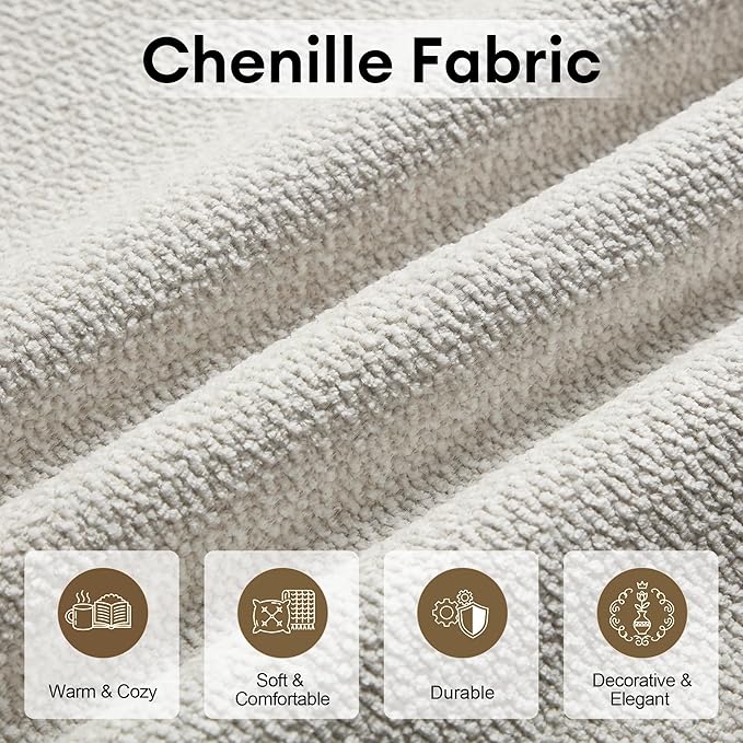 Modern Loveseat Sofa 68.5 inches Living Room Couch White Chenille Fabric 350 lbs Weight Capacity