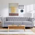 Chesterfield 3 Seater Sofa Sofa Couch with Rolled Arms Tufting Nailhead Trim Large Couch for Living RoomBedroom Office Apartment (Velvet Grey)
