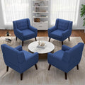 Accent Chair Set of 4 Mid Century Modern ArmchairComfy Single Sofa for Living RoomButton Tufted Armrest Reading Seat Bedroom Side Sitting for Home OfficeRecliner Chair Home Theater SeatingBule