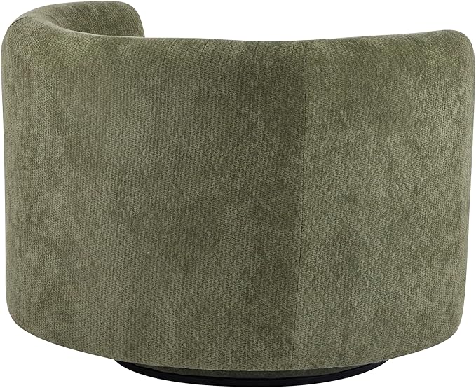 Christopher Knight Home Tanzy 360-Degree Swivel Barrel Chair Upholstered Lounge Chair Indoor Comfy Armchair with Lumbar Pillow for Living Room Thick Cushion Metal Base and Wood Frame Green