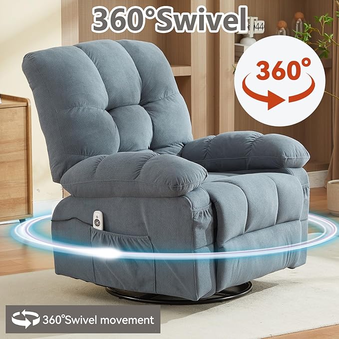 Massage Recliner Chair with Vibration Massage and Heat Recliner Lounge Chair for Living Room with Cup Holder and Side Pocket Recliner Chair for Adults (Blue)