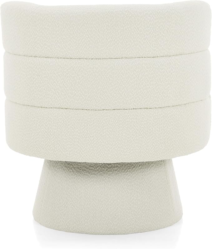 Merax Boucle Swivel Chair 360° Rotating Modern Accent Chair with Ergonomic Support for Living Room Bedroom Home Office Cream White