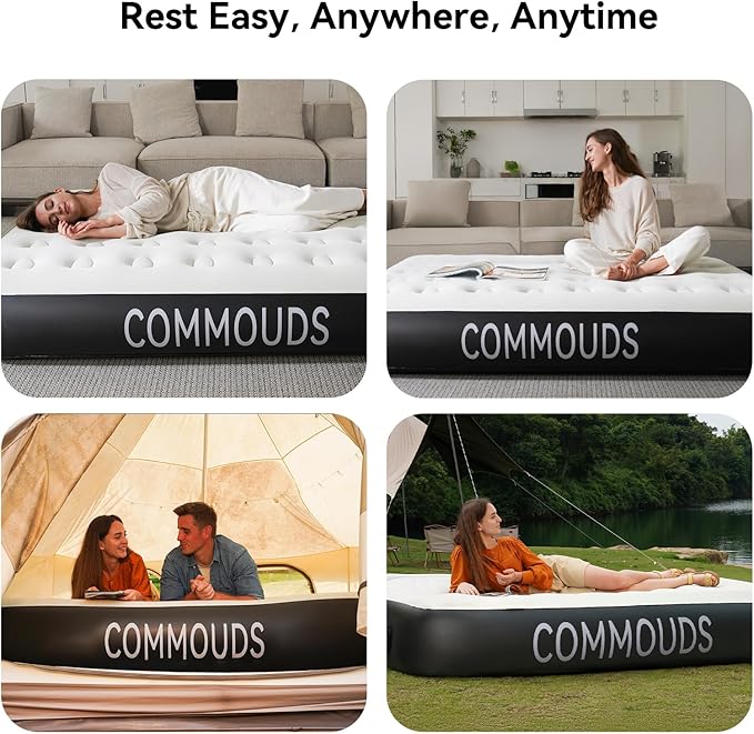 COMMOUDS Twin Air Mattress with Built-in Battery Powered Removable Pump 13 High Inflatable Mattress Portable Blow up Mattress Air Bed for Camping Home and Guest