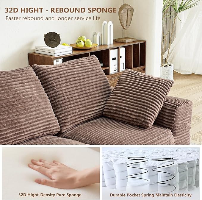 Modular Sectional Sofa Cloud Couch Corduroy Fluffy Couch Sectional Couches for Living Room