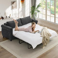 Pull Out Sofa Bed with Mattress Included Convertible Futon Oversized Chenille 3 Seater Loveseat Sleeper Sofa Couch Bed with Rivet Decoration &amp Rolled Arms for Guest Room Office Living Room Dark