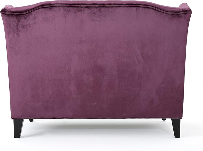 Christopher Knight Home GDFStudio Leona Modern Glam Tufted Velvet Wingback Loveseat Raisin and Dark Brown