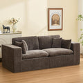 88''Cloud Boneless Modular Sectional Sofa Deep Seat Sectional Couch Upholstered Convertible Comfy Memory Foam Sofa Loveseat Chenille Memory Foam Couches for Living Room Brown