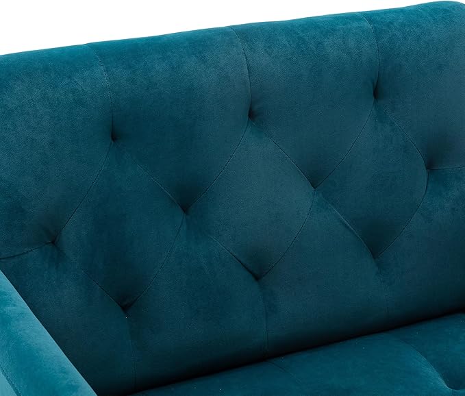 Modern Accent Chair Upholstered Single Sofa Arm Chair for Living Room and Bedroom Upholstered Comfy Armchair Chair with Solid Tapered Metal Legs (Teal)