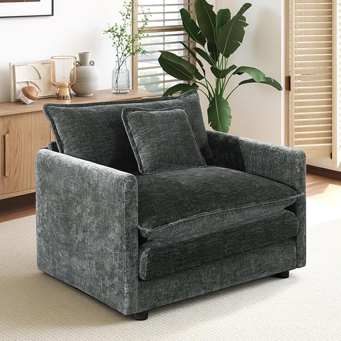 SoarFlash Chenille Single Seat Sofa with Armests Grey
