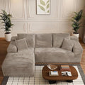 107 L-Shaped 6-Sea Modular Sectional Sofa Cloud Boneless Deep Seat Corduroy Couch with Left Facing Chaise Lounge Flexible Modular Design No Assembly for Living Room Brown