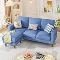 Homall Convertible Sectional Sofa 3 Seat L Shaped Couch with Side Storage Pocket Sofas with Movable Ottoman Small Linen Couches for Living Room &amp Apartment (Linen Fabric Blue)