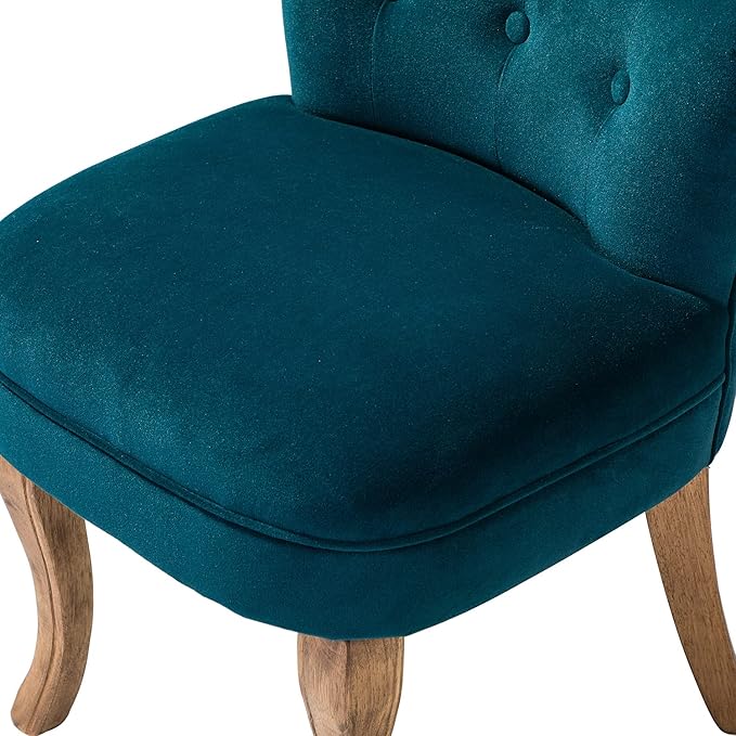 Modern Velvet Vanity Chair with with Solid Wood Legs Upholstered Vanity Stool with Low Back Small Makeup Chair Home Decor for Bedroom Living Room Dressing Table Women Girls