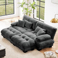 Modular Sectional Sofa Bed Chenille Comfy Cloud Couch with 2 Ottomans Sleeper Daybed with 2 Lumbar Pillows and 2 Throw Pillows Couches for Living Room (Gray 2 Seat + 2 Ottoman)