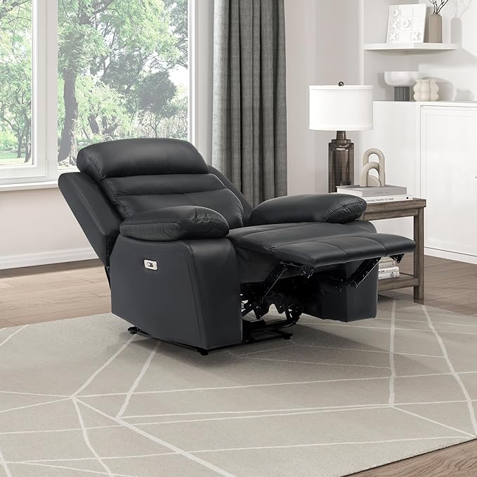 Lexicon Recliner Chair Living Room Leather Match Reclining Sofa Chair Home Theater Seating Wall Hugger Recliner Power Recliner Sofa Chair for Living Room/Office/Apartment Black
