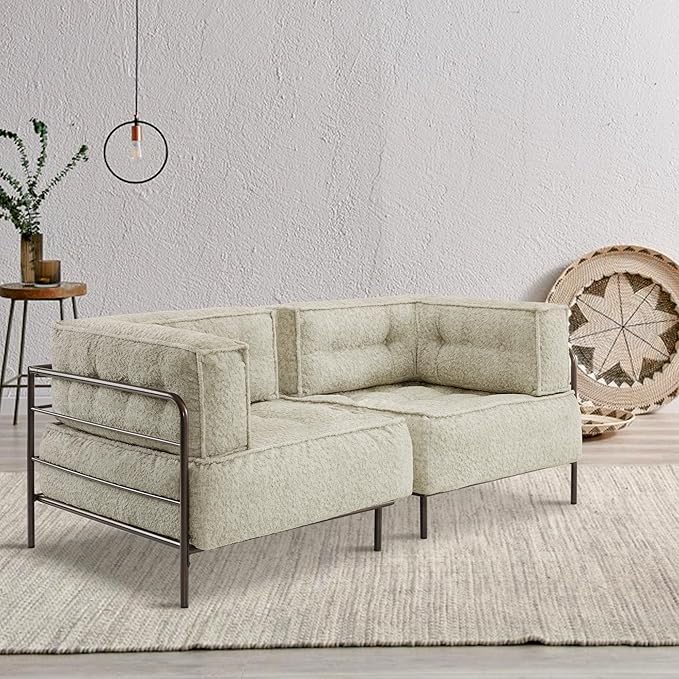 MCombo Modular Sofa Couch with Removable Cushion Accent Sofa Chair Upholstered for Living Room Apartment Office (Ivory Corner Seat)