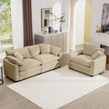 mikibama Luxury 2 Piece Sofa Set Loveseat Couch &amp Sofa Armchair Set Modern Corduroy Comfy Cloud Couches Set for Living Room Office with 2 Armrest Pillows and 3 Toss Pillows Camel