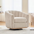 Velvet Swivel Chair Accent Chair 31.9 W Modern Upholstered Pumpkin Barrel Chair Single Sofa Armchair for Living Room Bedroom Wheat.