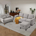 79 Convertible Sectional Sofa Set Modern Linen Small L Shaped Couch with Reversible Chaise and Loveseat Sofa 3-Seat Sofa Couches for Living Room Office Apartment Light Grey