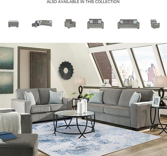 Signature Design by Ashley Altari Modern Queen Sofa Sleeper with 2 Accent Pillows Light Gray