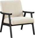 OSP Home Furnishings Weldon Mid-Century Modern Armchair Linen Fabric with Black Finished Frame
