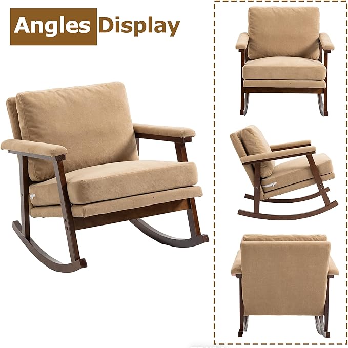 WakZero Accent Chair Comfy Rocking Nursery Armchair Glider Rocker Mid Century Modern Accent Chairs Upholstered for Living Room/Bedroom
