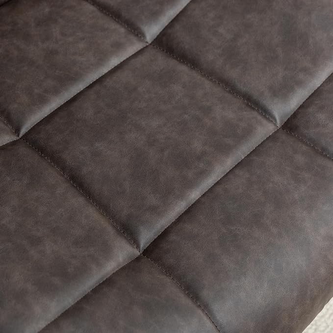Faux Leather Tufted Swivel Accent Chair – Adjustable Height 360° Rotation Modern 5-Point Metal Base for Home Office &amp Living Room (Brown)