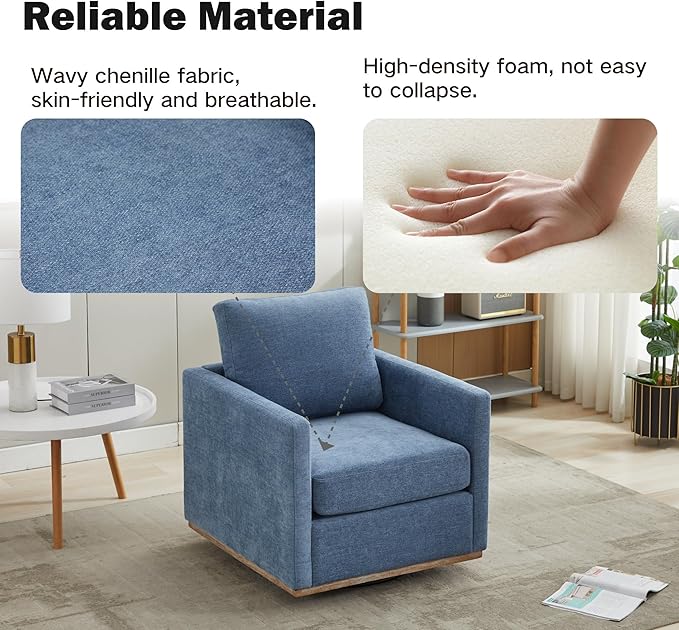 Chifee &amp Vingol 30.7 W Mid Century Modern Swivel Accent Chair for Living RoomBlue