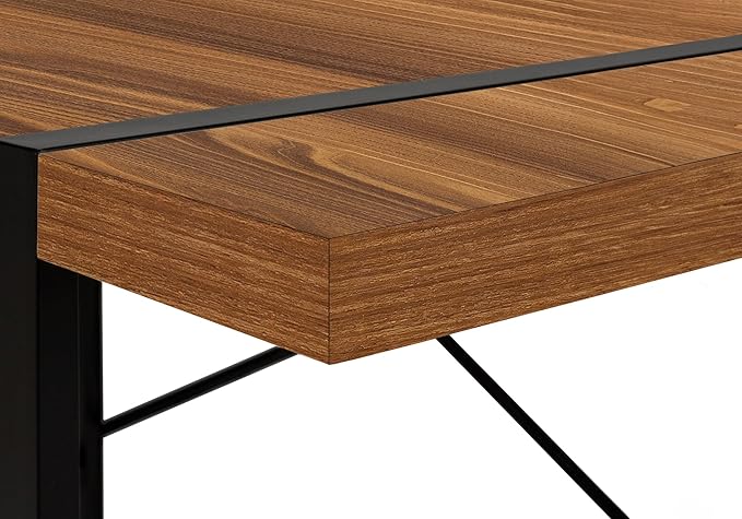 Penau Computer Desk for Home Office Walnut Laminate Finish Modern Black Metal Legs 49 Inches L x 23.75 Inches W