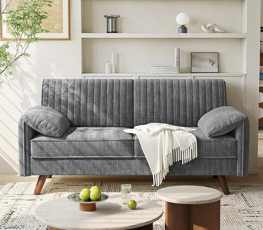 ONBRILL 64.5 Loveseat Sofa Chenille Loveseat Couch for Living Room 23.2 Deep Seat Love Seat with Padded Arms Comfy Modern Small Couches for Bedroom Small Spaces Dorms Office Grey