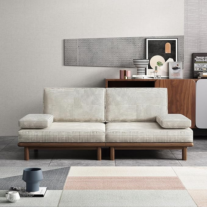 Lartis 78.7 Sofa Bed Sleeper Pull Out Couch Modern Couch Convertible Modern Futon for Living Room/Apartment/Bedroom Modular Design SofaFull Solid Wood Frame