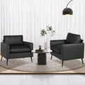 TYBOATLE Accent Chairs Set of 2 Black Leather Accent Chair Comfy Living Room Chair Cozy Reading Sitting Chair Mid Century Modern Accent Chairs Arm Reception Chairs Office Furniture