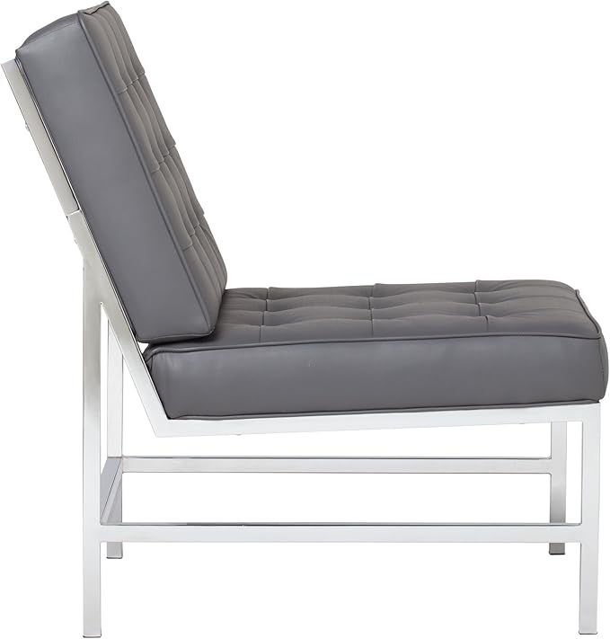 Ashlar Modern Accent Chair in Blended Leather Chrome/Gray