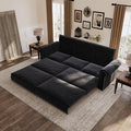 93.7 King Size Chesterfield 3-seat Pull Out Sofa Bed Velvet Couch Bed with Nailhead Trim and Rolled Arm 3-in-1 Sleeper Sofa for Living Room Apartment Office Black